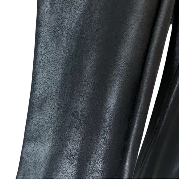 SPANX Size Medium Metallic Black Faux Leather Compression Body Shaping Leggings - Picture 5 of 8